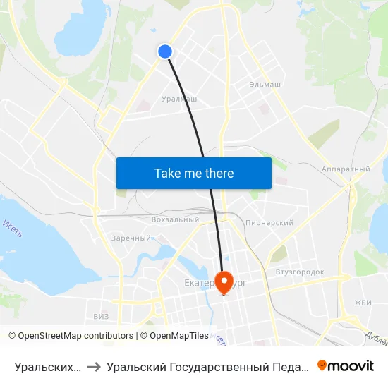 Уральских Рабочих to Уральский Государственный Педагогический Университет map