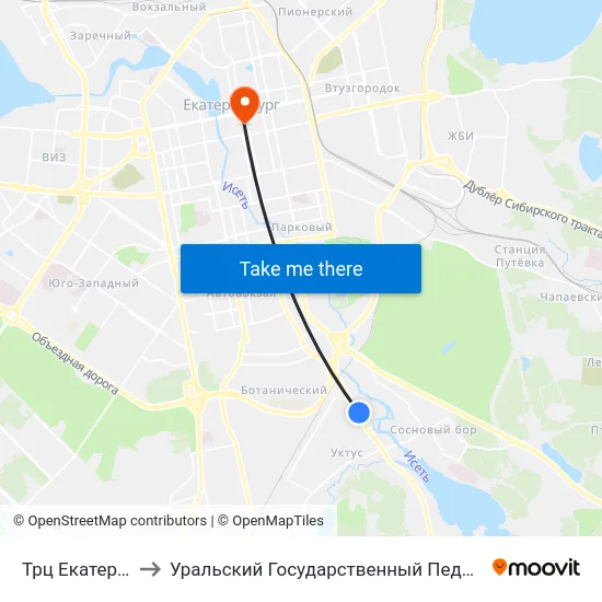 Трц Екатерининский to Уральский Государственный Педагогический Университет map