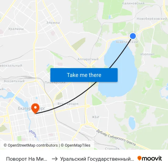 Поворот На Микрорайон Изоплит to Уральский Государственный Педагогический Университет map