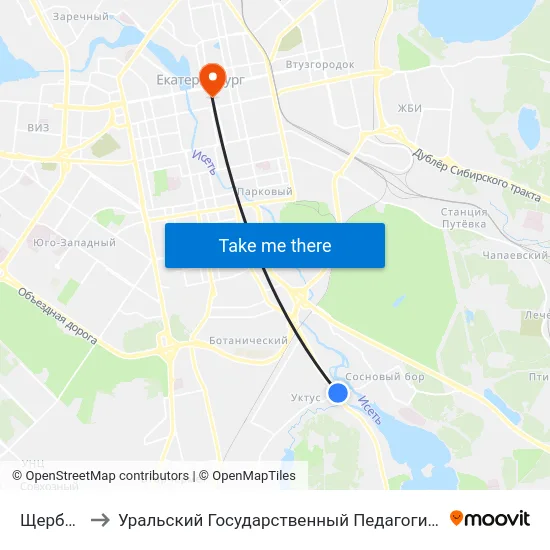 Щербакова to Уральский Государственный Педагогический Университет map