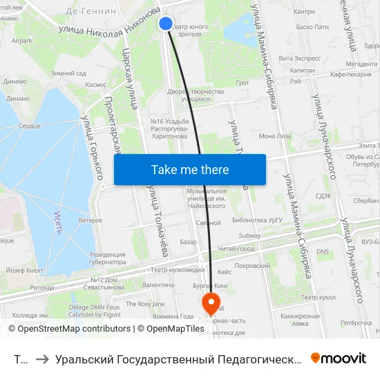 Тюз to Уральский Государственный Педагогический Университет map