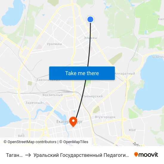 Таганская to Уральский Государственный Педагогический Университет map