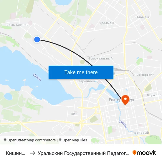 Кишиневская to Уральский Государственный Педагогический Университет map