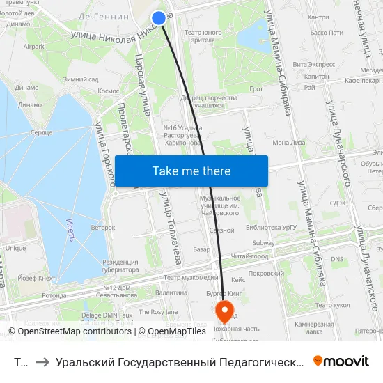 Тюз to Уральский Государственный Педагогический Университет map