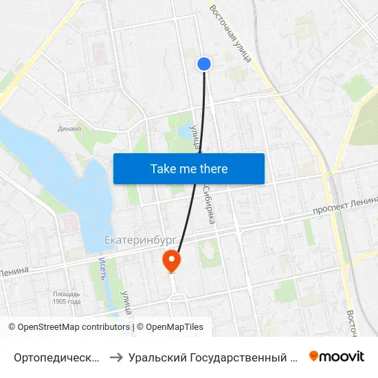 Ортопедическое Предприятие to Уральский Государственный Педагогический Университет map