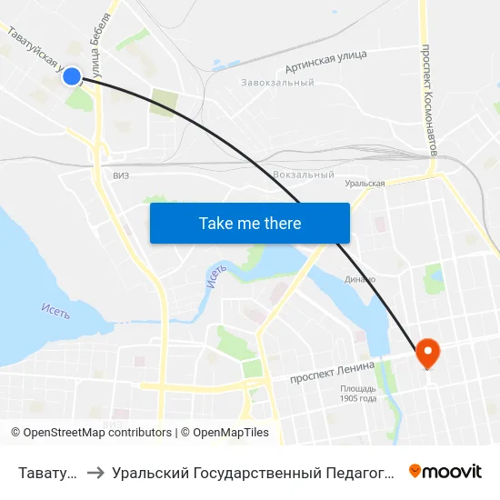 Таватуйская to Уральский Государственный Педагогический Университет map