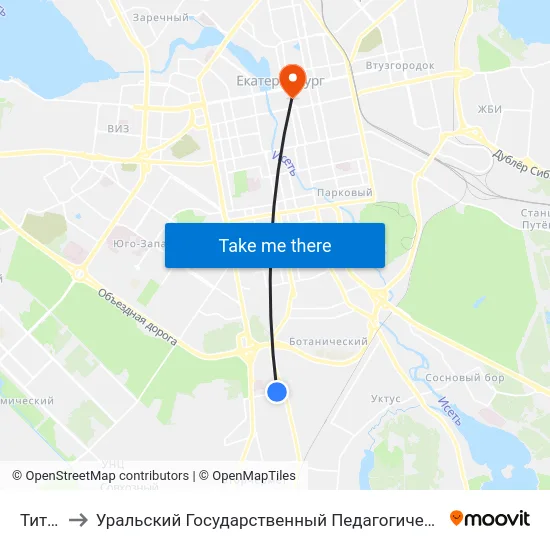 Титова to Уральский Государственный Педагогический Университет map