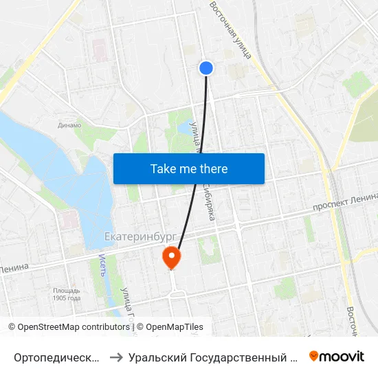 Ортопедическое Предприятие to Уральский Государственный Педагогический Университет map