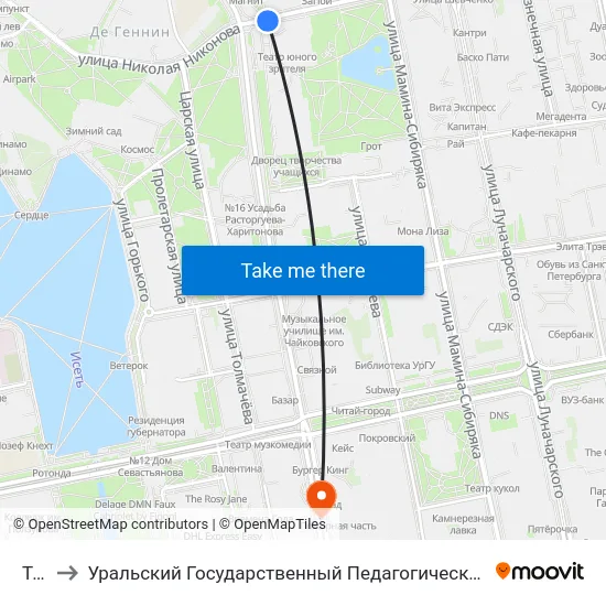 Тюз to Уральский Государственный Педагогический Университет map