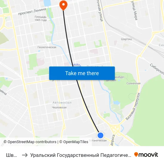 Шварца to Уральский Государственный Педагогический Университет map