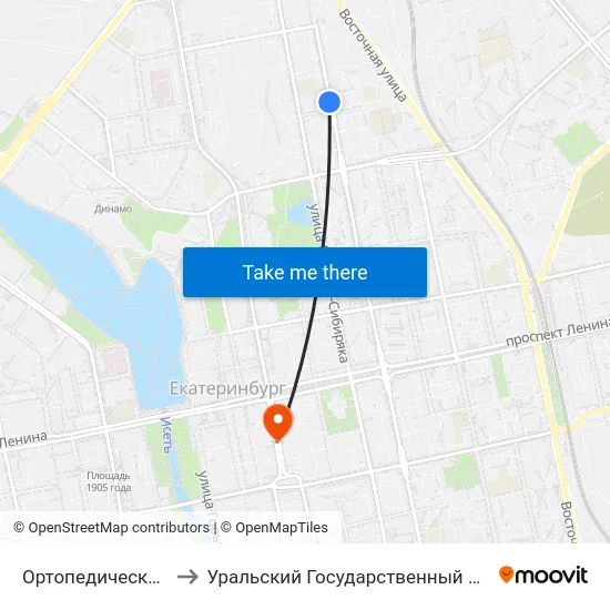 Ортопедическое Предприятие to Уральский Государственный Педагогический Университет map