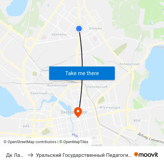 Дк Лаврова to Уральский Государственный Педагогический Университет map