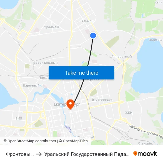 Фронтовых Бригад to Уральский Государственный Педагогический Университет map