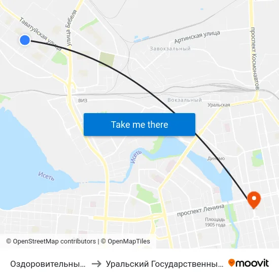 Оздоровительный Комплекс Дельфин to Уральский Государственный Педагогический Университет map