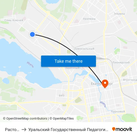 Расточная to Уральский Государственный Педагогический Университет map