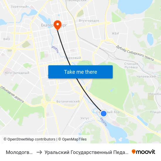 Молодогвардейцев to Уральский Государственный Педагогический Университет map