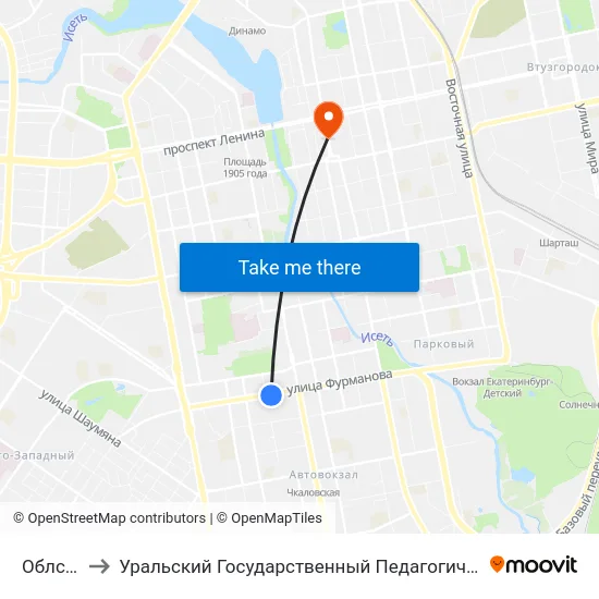Облсобес to Уральский Государственный Педагогический Университет map