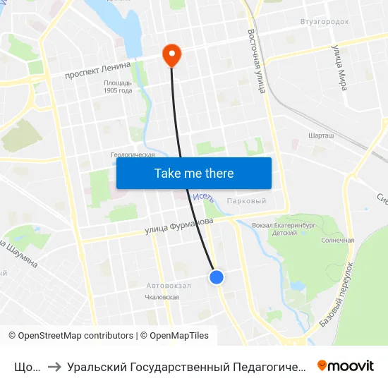 Щорса to Уральский Государственный Педагогический Университет map