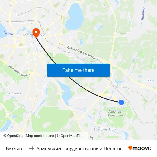 Бахчиванджи to Уральский Государственный Педагогический Университет map
