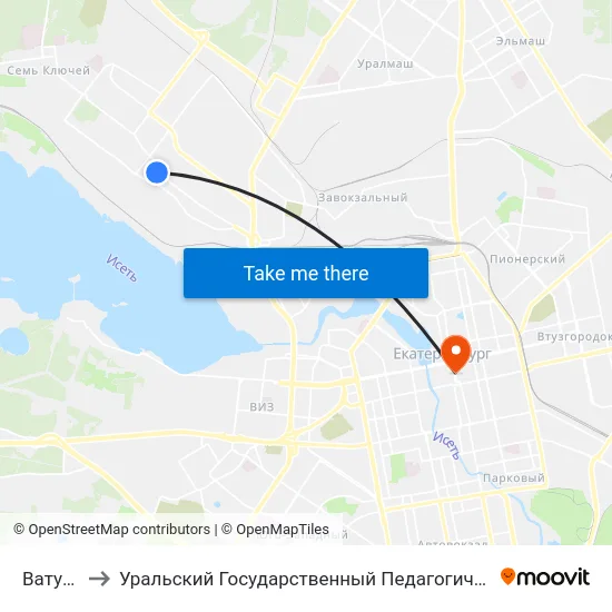 Ватутина to Уральский Государственный Педагогический Университет map