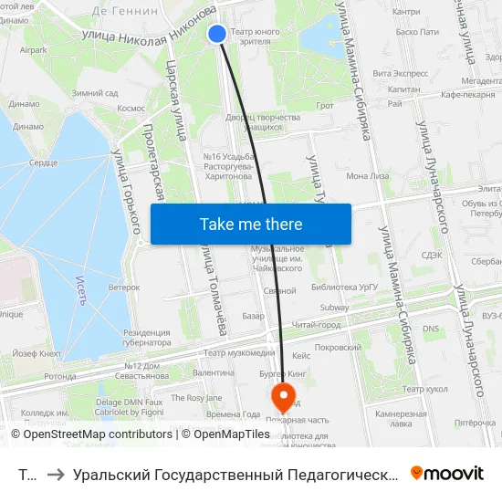 Тюз to Уральский Государственный Педагогический Университет map