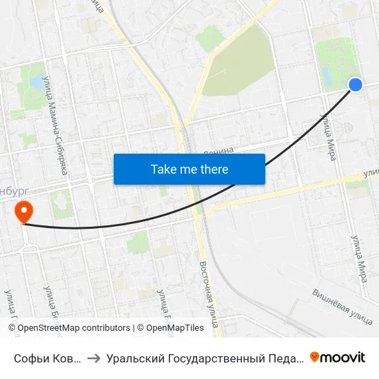 Софьи Ковалевской to Уральский Государственный Педагогический Университет map