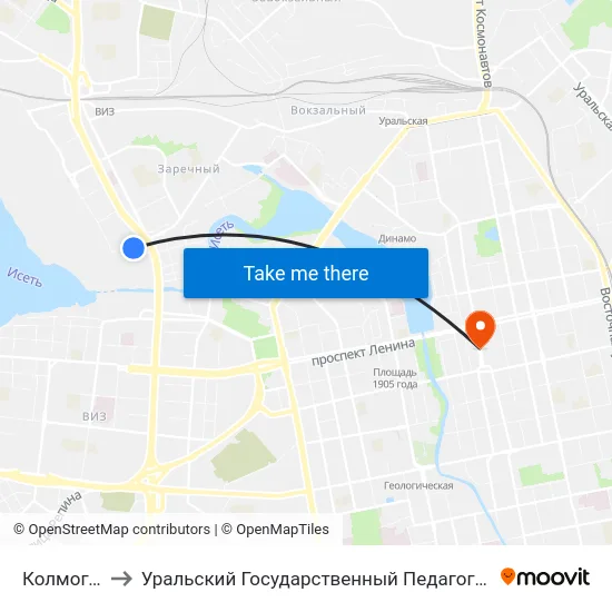 Колмогорова to Уральский Государственный Педагогический Университет map
