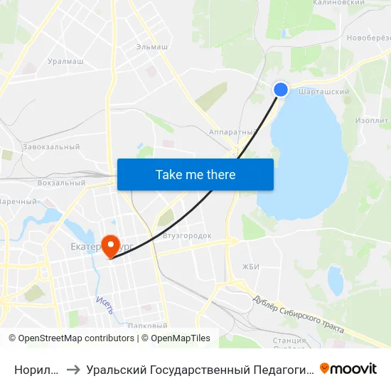 Норильская to Уральский Государственный Педагогический Университет map