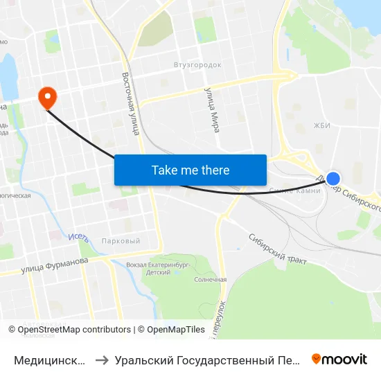 Медицинский Колледж to Уральский Государственный Педагогический Университет map