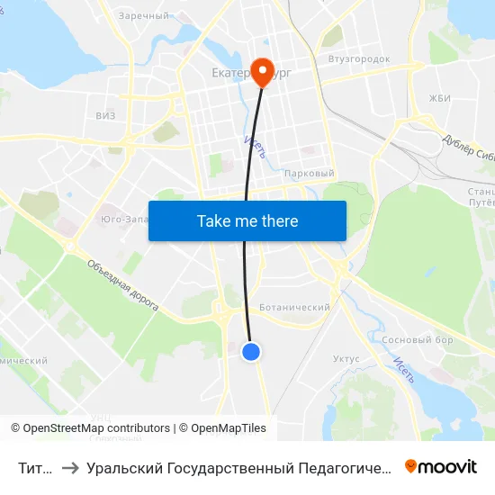Титова to Уральский Государственный Педагогический Университет map