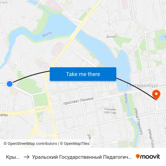 Крылова to Уральский Государственный Педагогический Университет map