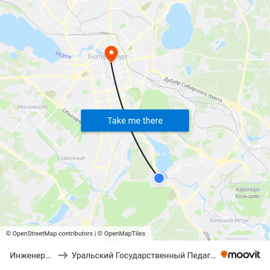 Инженера Алиева to Уральский Государственный Педагогический Университет map