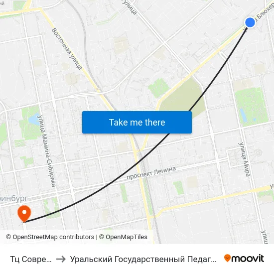 Тц Современник to Уральский Государственный Педагогический Университет map