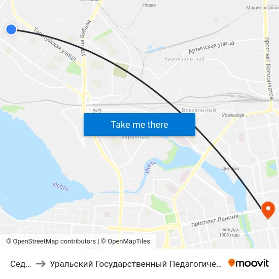 Седова to Уральский Государственный Педагогический Университет map