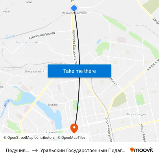 Педуниверситет to Уральский Государственный Педагогический Университет map