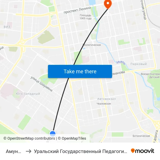 Амундсена to Уральский Государственный Педагогический Университет map