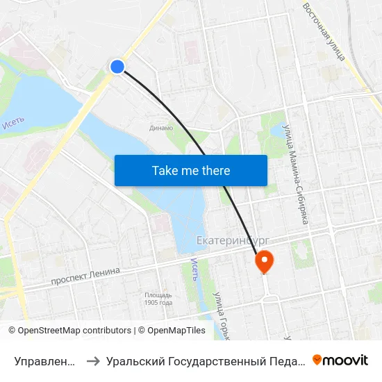Управление Дороги to Уральский Государственный Педагогический Университет map