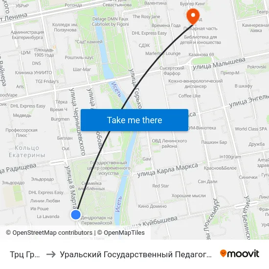 Трц Гринвич to Уральский Государственный Педагогический Университет map