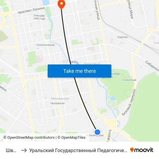 Шварца to Уральский Государственный Педагогический Университет map