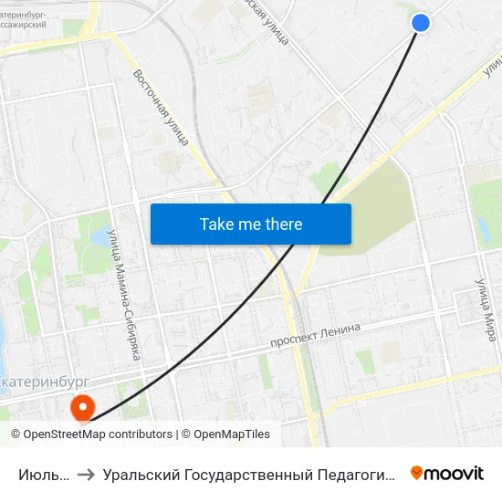 Июльская to Уральский Государственный Педагогический Университет map