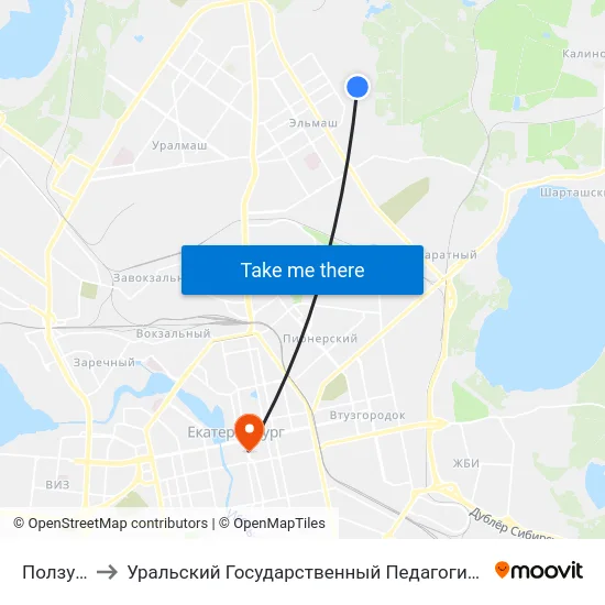 Ползунова to Уральский Государственный Педагогический Университет map