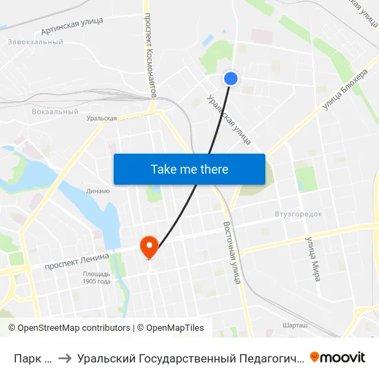 Парк Хаус to Уральский Государственный Педагогический Университет map