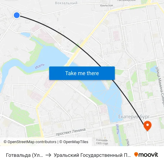 Готвальда (Ул. Черепанова) to Уральский Государственный Педагогический Университет map