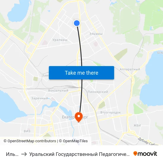 Ильича to Уральский Государственный Педагогический Университет map