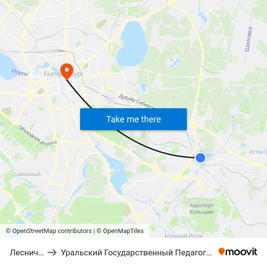 Лесничество to Уральский Государственный Педагогический Университет map