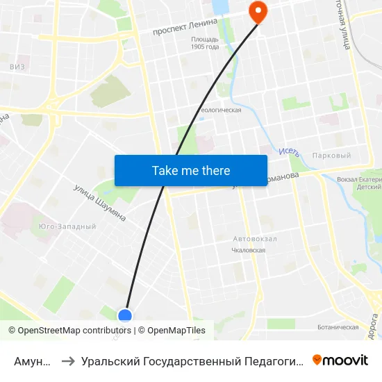 Амундсена to Уральский Государственный Педагогический Университет map