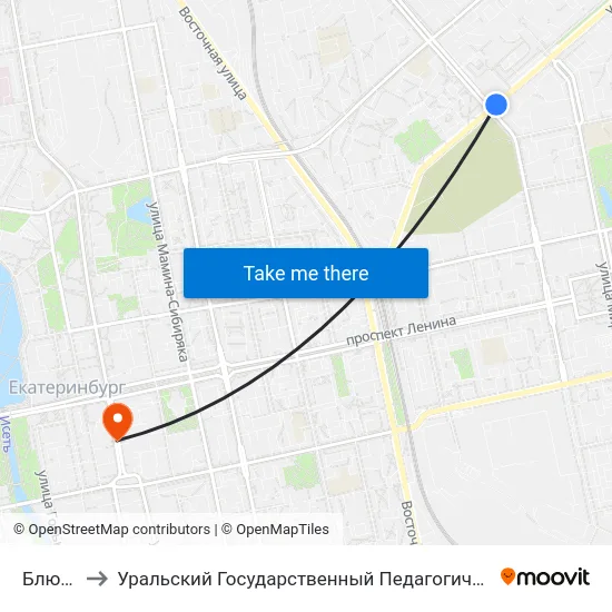 Блюхера to Уральский Государственный Педагогический Университет map