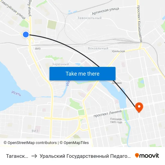 Таганский Ряд to Уральский Государственный Педагогический Университет map