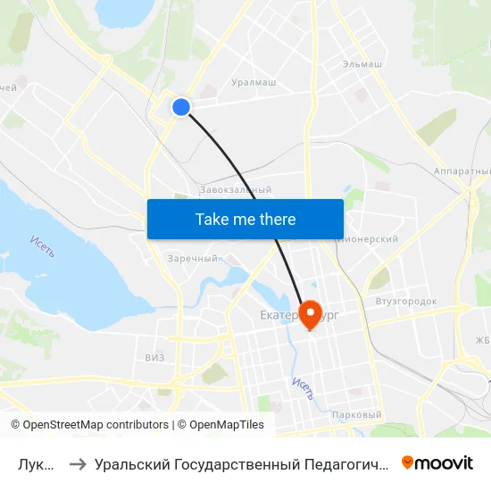 Лукиных to Уральский Государственный Педагогический Университет map