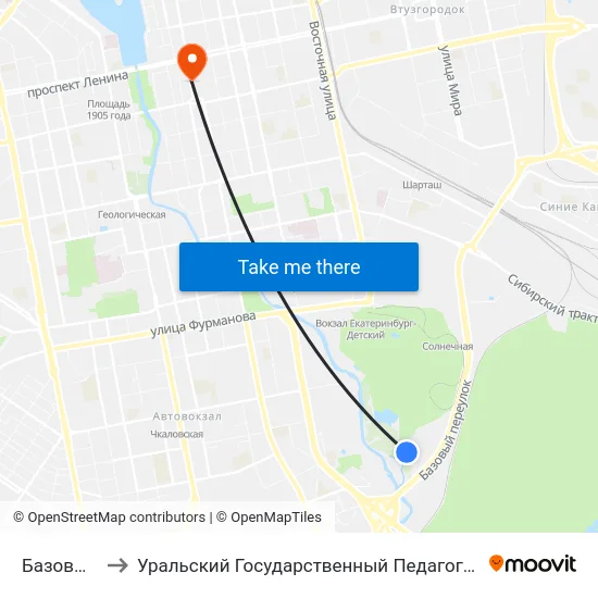 Базовый Пер to Уральский Государственный Педагогический Университет map